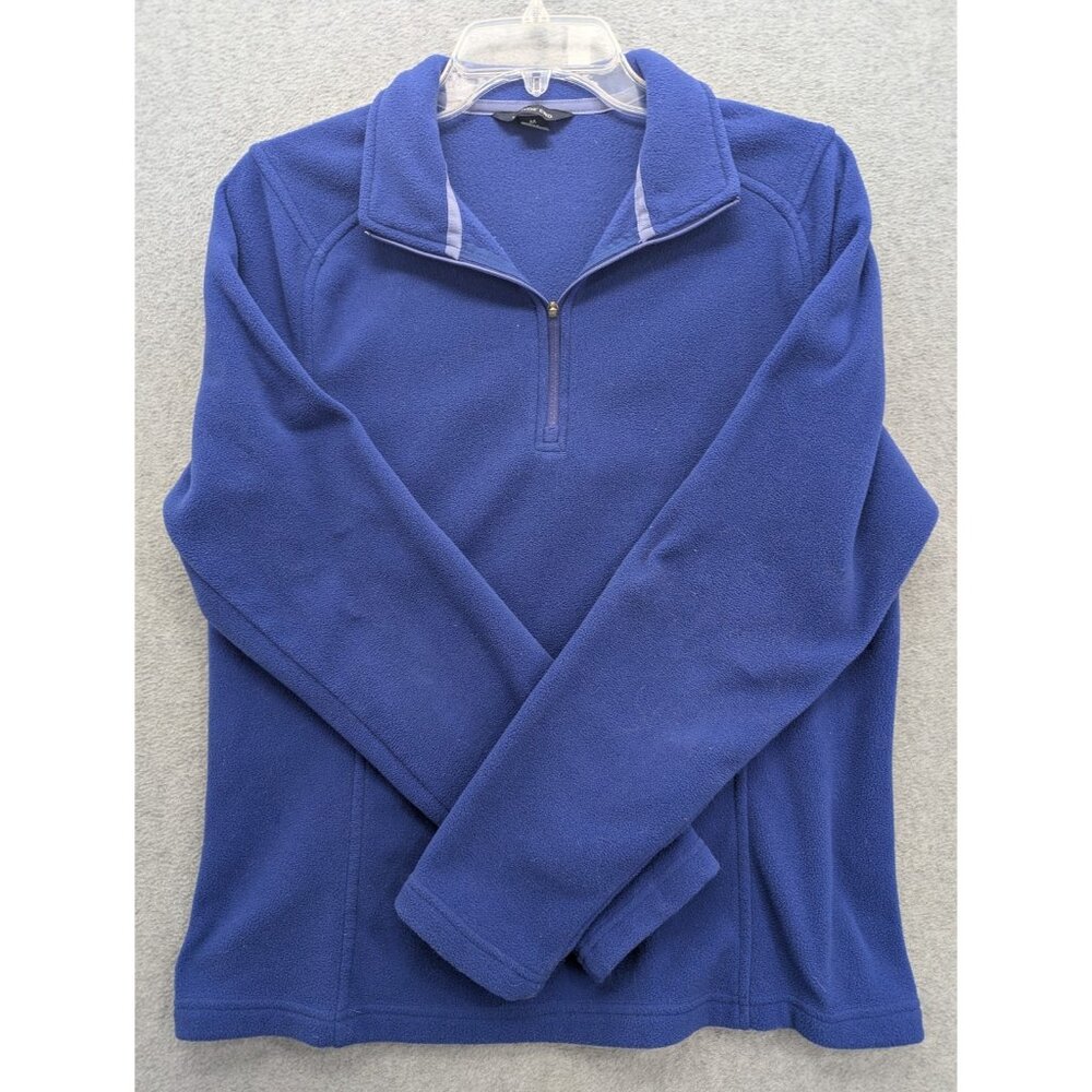 Lands' End Sweatshirt Womens M Blue Fleece 1/4 Zip Polartec Pullover